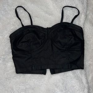 Faux Leather Cropped Top